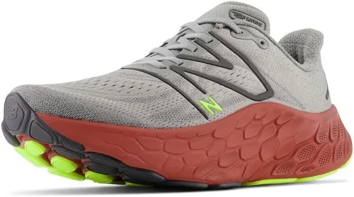 Vista 15 de New Balance Fresh Foam X More V4 - Tenis para correr para hombre Aluminio Gris/Neón Libélula/Caléndula Caliente