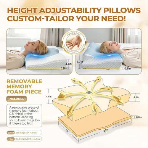 Vista 2 de Almohada cervical cervical para aliviar el dolor, almohada Azul claro