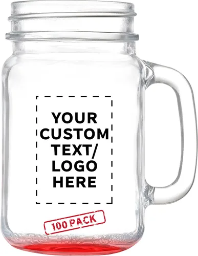 Vista 8 de DISCOUNT PROMOS Tarros de masón con mango Libbey personalizado con tapa de 16 onzas, juego de 10, paquete personalizado a granel