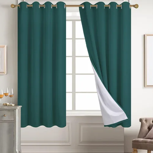 Vista 34 de Diraysid Cortinas 100% opacas de lino beige para dormitorio, con ojales, aislamiento térmico, cortinas de oscurecimiento de habitación