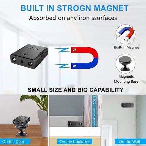 Vista 7 de Cámara WiFi inalámbrica más pequeña, cámara espía, cámara oculta HD1080P para el interior del hogar, mini cámara HDVdeo, monitor de bebé con visión