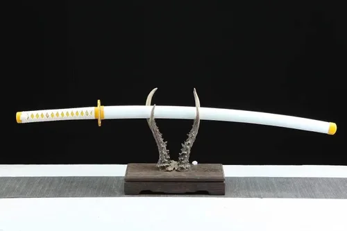 Vista 4 de Demon Slayer - Espada Tanjiro Katana de acero 1065, espiga completa, hecha a mano, Katana japonesa real, 41 pulgadas