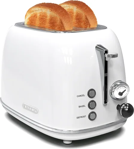 Vista 11 de Tostadora de 2 rebanadas, tostadora retro de acero inoxidable con 6 ajustes, ranuras extra anchas de 1.5 pulgadas, función de Rosa bebé