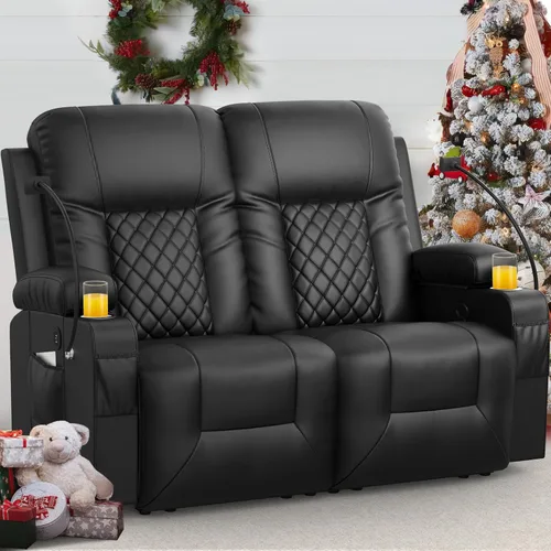 Vista 25 de Furnimat Juego de sofá reclinable con 2+1 piezas para sala de estar, sofá reclinable de 2 plazas en cuero, 1 silla reclinable con asiento de sofá