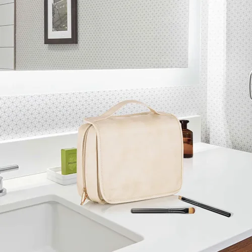 Vista 8 de Elviros Neceser colgante para hombres y mujeres, 3 en 1, organizador de viaje grande impermeable de piel sintética, bolsa de maquillaje dopp kit