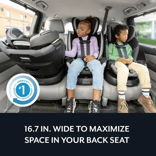 Vista 2 de Evenflo Revolve360 Slim 2-en-1 Asiento rotacional para auto con cubierta de limpieza rápida (Negro Salem)
