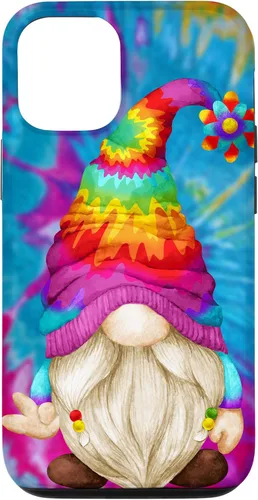 Vista 28 de Funda de gnomo de signo de paz para mujer, diseño de gnomo hippie de teñido anudado para iPhone 16