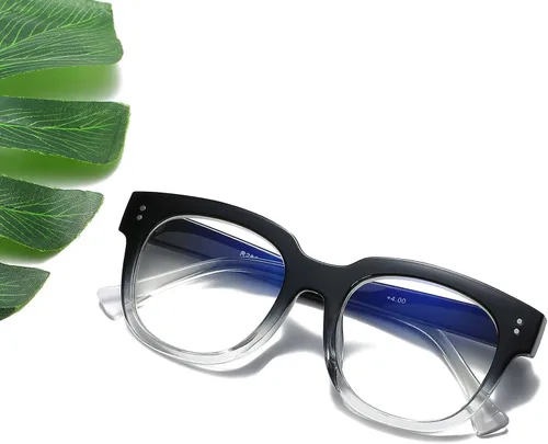 Vista 3 de Bevi Lentes de bloqueo de luz azul, elegantes anteojos de lectura para hombres y mujeres Gris (Gradient Grey)