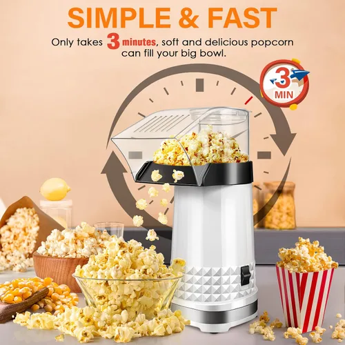 Vista 2 de Máquina de palomitas de maíz con taza medidora para derretir mantequilla, máquina de palomitas de maíz rápida y fácil para reuniones familiares, sin
