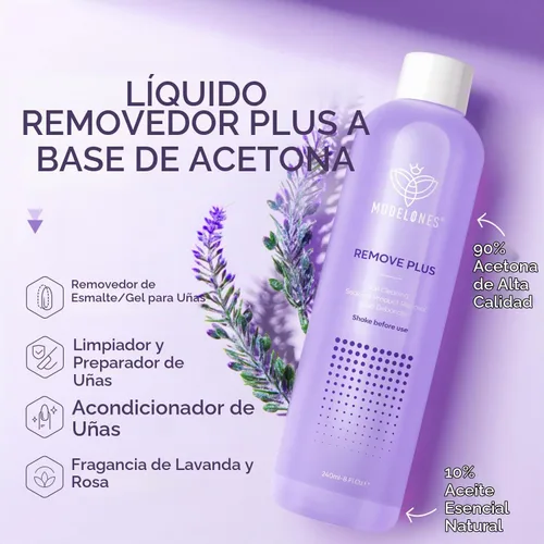 Vista 5 de modelones Removedor de esmalte de uñas de acetona, gel y esmalte de uñas