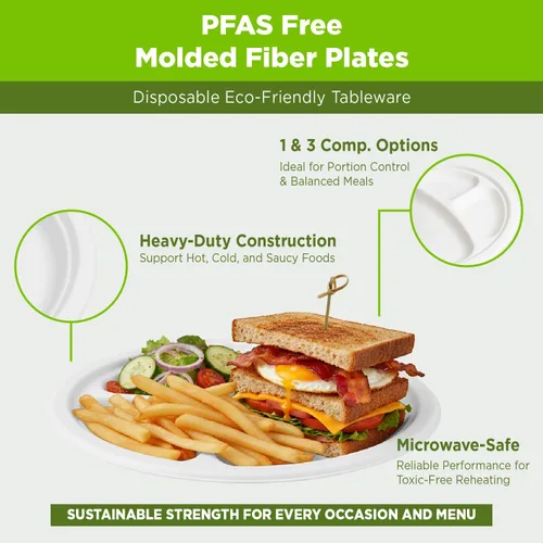 Vista 5 de KARAT EARTH Platos compostables de bagazo - Biodegradables, naturales, aptos para microondas, sin PFAS, 6 pulgadas, caja de 1000