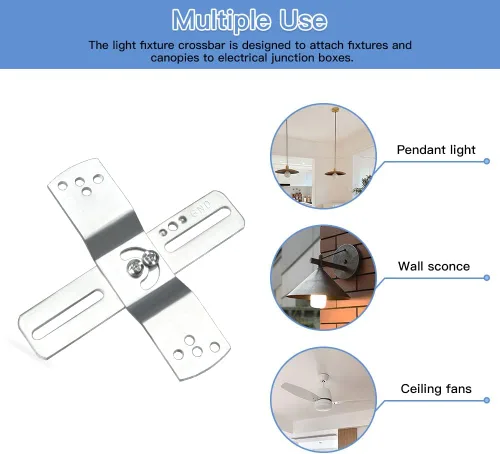 Vista 7 de Helunsi 2 juegos de soporte de montaje de lámpara, barra transversal universal de 4 pulgadas para iluminación, placa de montaje de ventilador