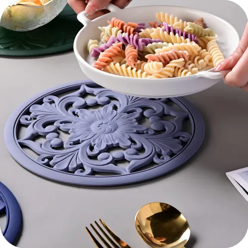 Vista 5 de Salvamanteles de silicona para platos calientes, mesa, encimera, antideslizantes, resistentes al calor, salvamanteles modernos para tetera