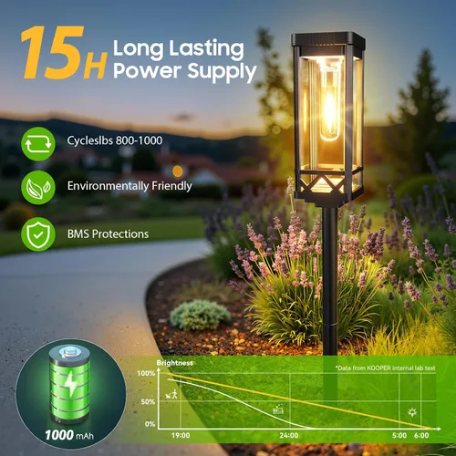 Vista 2 de KOOPER Taller Solar Pathway Lights Outdoor, 2 Pack Upgraded Brighter Solar Garden Lights Solar Powered, Up To 15 Hours Outdoor Solar Lights for Yard