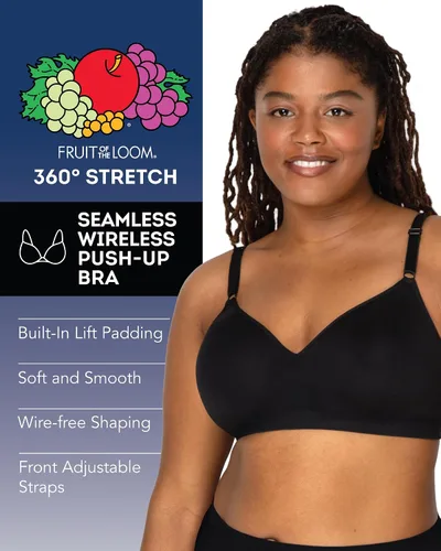 Vista 5 de Fruit of the Loom Brasier push-up sin costuras para mujer, suave, cómodo y de apoyo