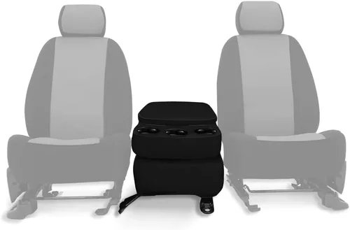 Vista 7 de CarsCover Fundas de asiento personalizadas para Dodge Ram 1500, para camioneta pick-up 2013-2016, de neopreno negro, cubren el asiento central