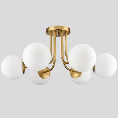 Vista 11 de Lámpara de techo semiempotrada moderna de metal negro de 3 luces con pantalla de vidrio de globo blanco, lámpara de montaje en techo para pasillo