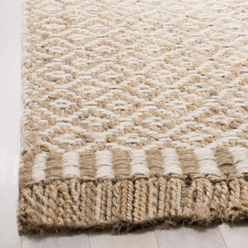 Vista 4 de SAFAVIEH Natural Fiber Collection - Alfombra decorativa de 3 x 5 pies, natural y marfil, hecho a mano, estilo bohemio con flecos, ideal para zonas