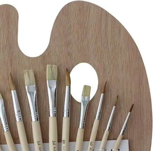 Vista 7 de Art Advantage paleta de madera con 12 pinceles.