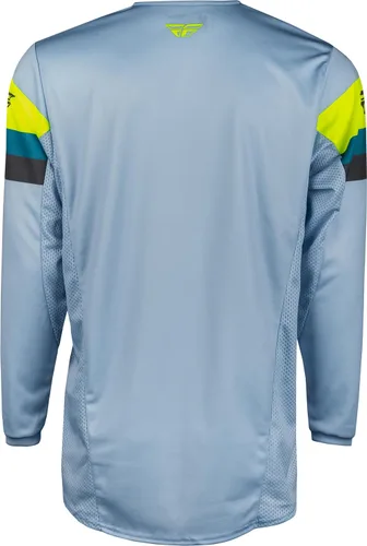 Vista 2 de Fly Racing Camiseta Kinetic Prix para adultos 2024, color gris hielo/carbón/alta visibilidad pequeña; 377-421S