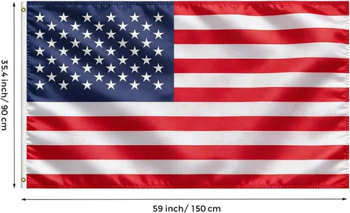 Vista 2 de Bandera de Estados Unidos, bandera de Estados Unidos, 3 x 5 pies, banderas ligeras de poliéster con 2 ojales de latón para decoraciones de fiestas