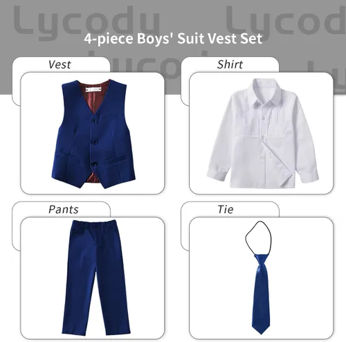 Vista 3 de Conjunto de chaleco para niños, trajes formales, trajes de boda, ropa de vestir