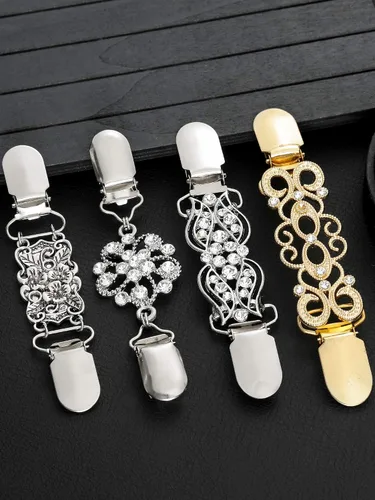 Vista 6 de Jetec - 4 clips para chalsuéter estilo vintageretro, para mujer, niña, de 4 estilos, Zinc
