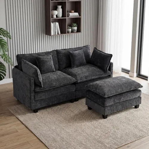 Vista 27 de Sofá seccional, cómodo sofá modular de nube, sofá modular de asiento profundo, sofá moderno en la nube, sofás modulares para sala de estar, Beige