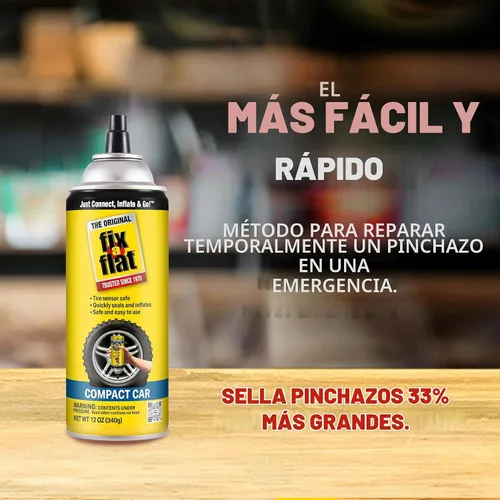 Vista 4 de Fix-a-Flat S60410 - Reparación e inflador de neumáticos planos de emergencia en aerosol, para neumáticos compactos, fórmula ecológica, ajuste