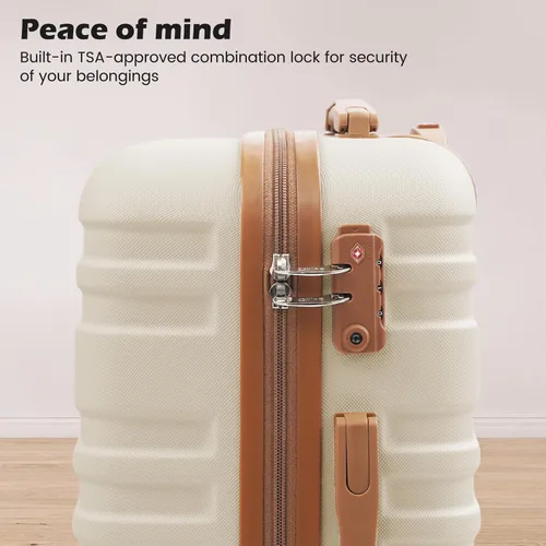Vista 2 de Coolife Maleta de equipaje de mano con ruedas Softside Bolsa de viaje ligera con ruedas, Blanco, Equipaje rígido con ruedas giratorias