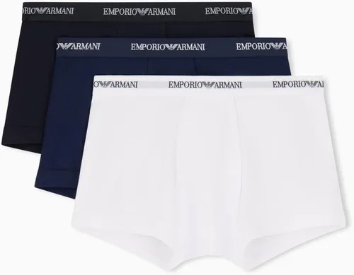 Vista 23 de Emporio Armani Troncos de algodón, paquete de 3 Negro/Blanco/Rojo