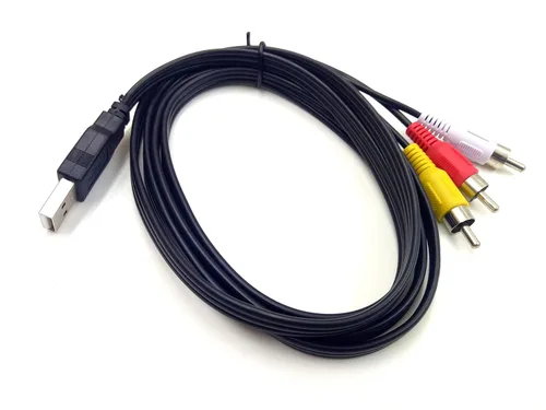 Vista 4 de Haokiang - Cable USB a 3 RCA, 5 pies/4.9 ft USB macho a 3 RCA macho, divisor de audio y video AV, cable adaptador compuesto (USB M/3RCA M)