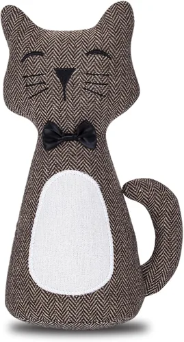 Vista 17 de Lindo tope de puerta decorativo para el hogar y la oficina, topes de puerta de piso, protectores de pared pesados de tela con peso animal, gato café