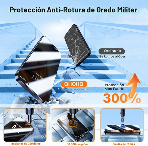 Vista 4 de [Instalación automática en 1 segundo] QHOHQ 3 protectores de pantalla de privacidad para iPhone 17 Pro [6.3 pulgadas] + 1 juego de protector