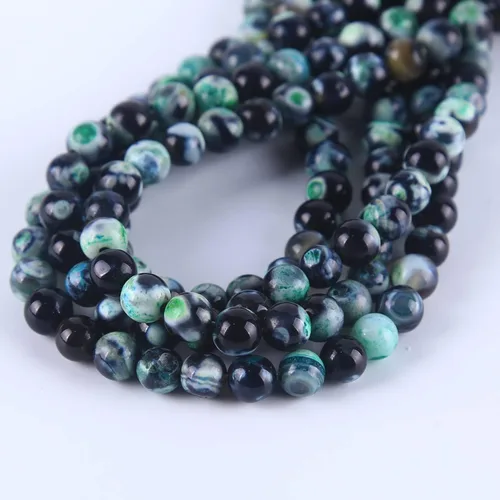 Vista 8 de 63 cuentas de piedra sueltas de ágata de fuego azul natural natural de 0.236 pulgadas (0.236 in) para fabricación de joyas de 15.5 pulgadas, 1 hebra