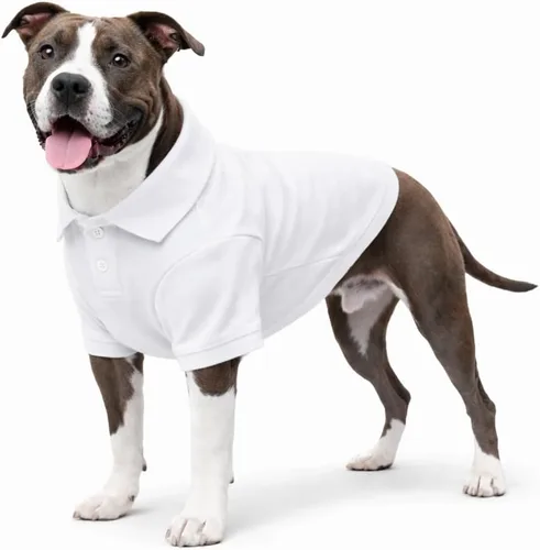 Vista 10 de lovelonglong Polo básico para perro, de algodón de primera calidad, para perros grandes, medianos y pequeños, con cuello de dos botones, color Negro