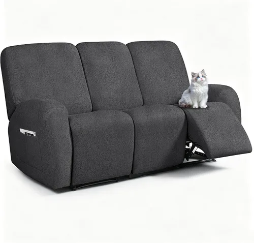 Vista 52 de ANARACHON Fundas para sillas reclinables con aspecto de cuero, funda elástica de 4 piezas, funda suave para silla reclinable, protector de muebles
