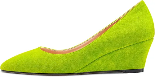 Vista 2 de Aachcol Zapatos de tacón de cuña para mujer, zapatos de vestir sin cordones, punta puntiaguda, para bodas, fiestas, 2 pulgadas