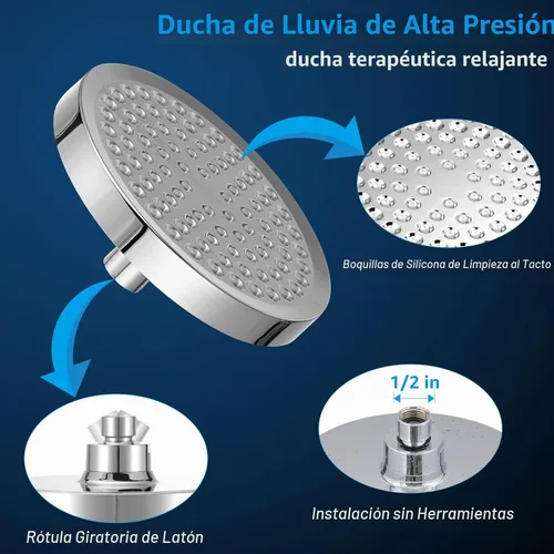 Vista 4 de Voolan Cabezal de ducha de lluvia de alta presión, aspecto moderno de lujo, el reemplazo ajustable perfecto para el cabezal de ducha de tu baño
