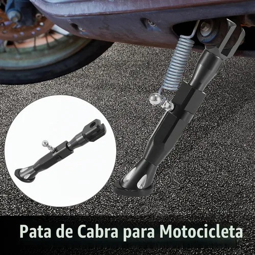 Vista 2 de Motoforti - Soporte lateral ajustable universal para motocicleta, soporte de patada, CNC de aleación de aluminio negro, 1 juego