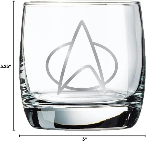 Vista 4 de Star Trek: The Next Generation - Vasos de whisky coleccionables, juego de 2 vasos (10 onzas)