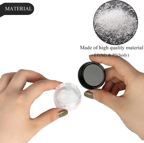Vista 3 de 50 piezas de 10 gramos de envases de muestra, tarros vacíos de 10 ml con tapas, envases cosméticos pequeños, tarros de muestra mini con 4 piezas