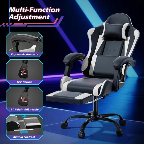 Vista 5 de Magshion Silla de juegos para adultos, silla ergonómica de computadora con reposabrazos de acoplamiento, silla de jugador de altura ajustable