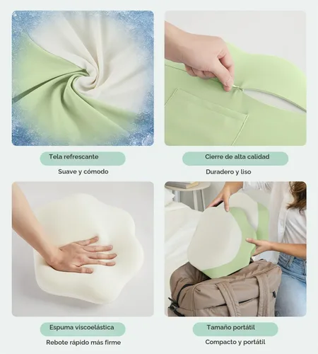 Vista 8 de Almohadas de embarazo para dormir, almohada de espuma viscoelástica de maternidad con soporte para la espalda, vientre y caderas, almohada de viaje