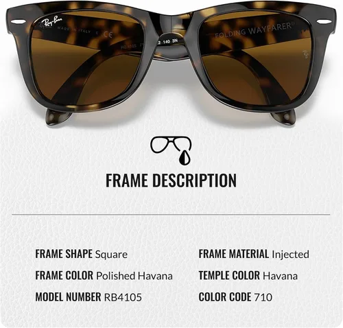 Vista 16 de Ray-Ban RB4105 WAYFARER FOLDING CLASSIC - Gafas de sol de forma cuadrada con kit oficial de gafas