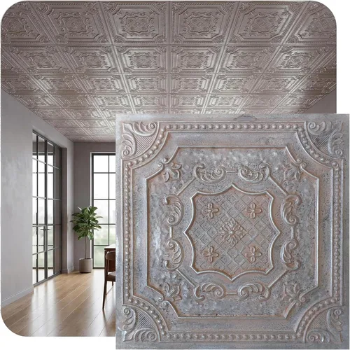 Vista 37 de DCT04 Elizabelthan Shield - Azulejo de techo de PVC de 2 x 2 pies (cubiertas / 200 pies cuadrados), gris pardo antiguo, 50 piezas Antique taupe