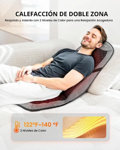 Vista 6 de COMFIER Masajeador de espalda con calor, almohadilla para silla con soporte Negro (Charcoal Black)