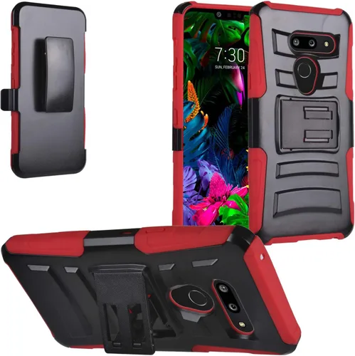 Vista 8 de Compatible con LG G8 ThinQ - Funda híbrida para teléfono con soporte y clip para cinturón - CV1 Negro
