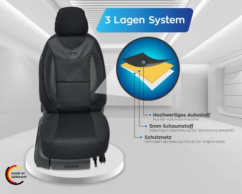 Vista 4 de BREMER SITZBEZÜGE Custom Car Seat Covers Compatible with VW Crafter Gen. 2 Driver & Passenger Set from 2017 / Car Seat Covers, Protective Cover Set