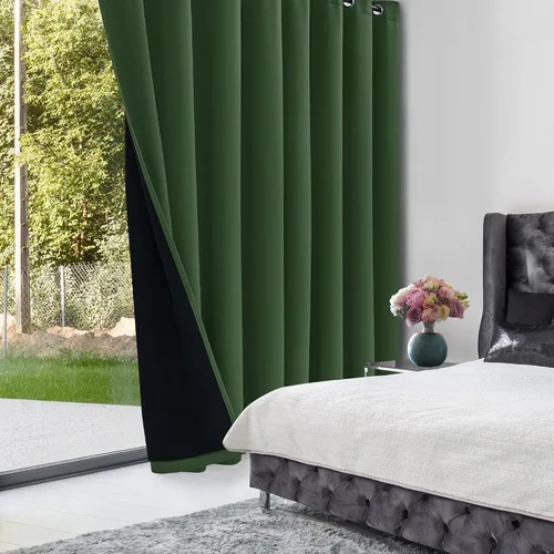 Vista 324 de Deconovo Cortinas opacas 100% con forro negro, cortinas con ojales aisladas térmicamente que reducen el ruido, doble capa para oscurecer